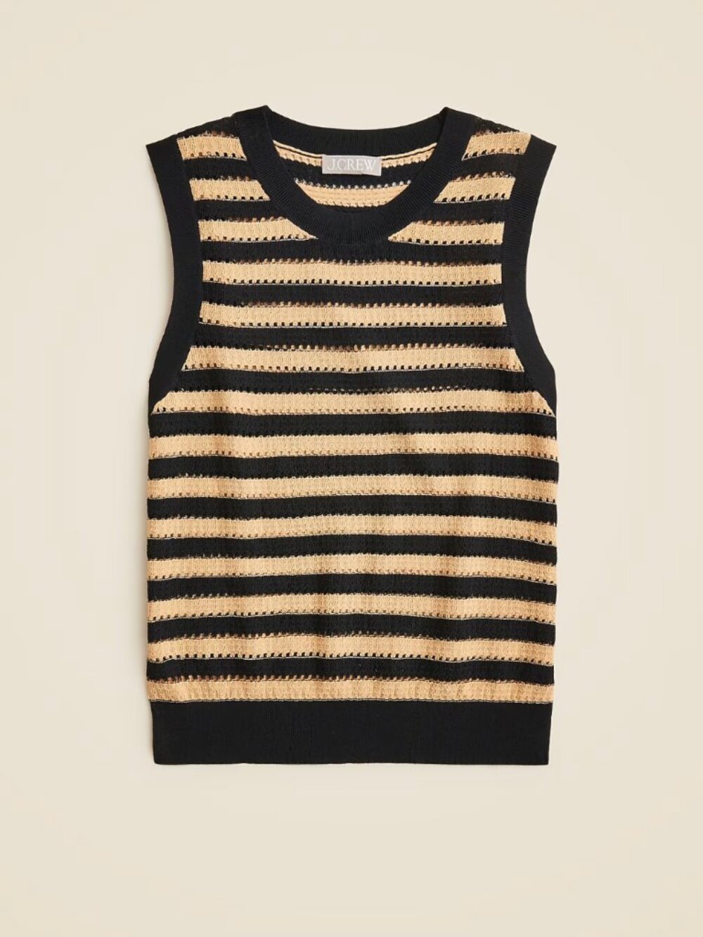 J. Crew Pointelle-stitch sweater shell in stripe • size medium • NWT • CG815